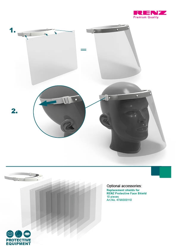 Renz Protective PPE Face Shield Visor - Box of 50 - Image 8